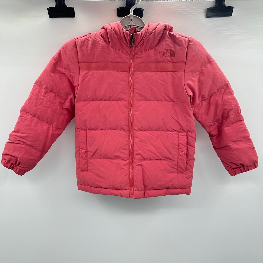The North Face Youth XS 6 Reversible 550 Down Puffer Jacket Pink Black Hooded